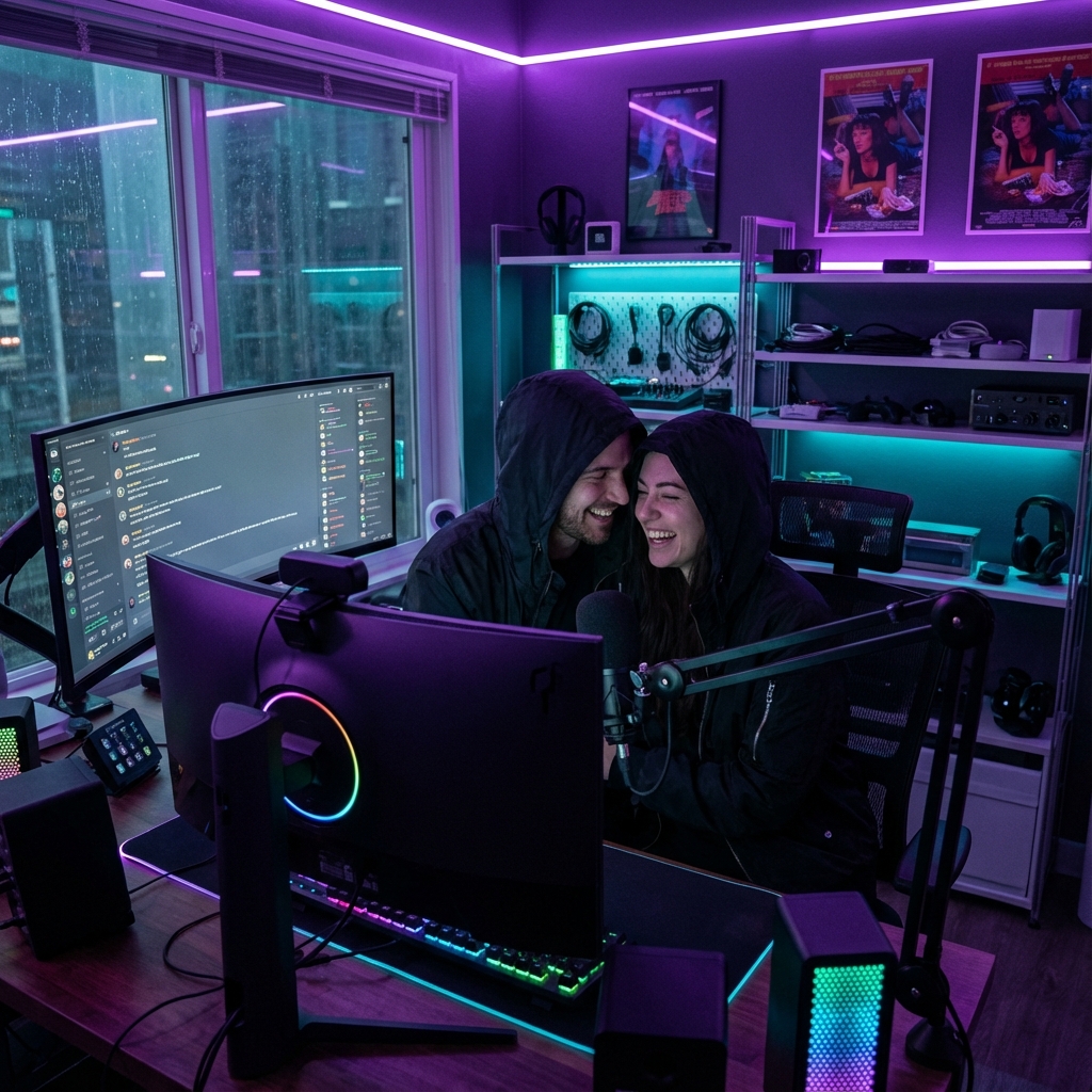 Couple engaging with viewers